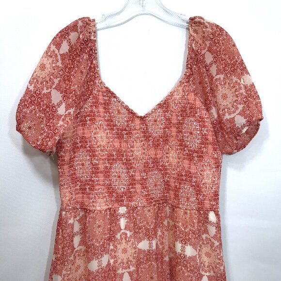 Julie Sariñana/ Sincerely Jules Smocked Summer Dress L Boho Off Shoulder - Picture 3 of 9